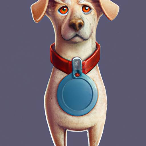 תמונה של כלב לובש קולר עם תג מחובר.